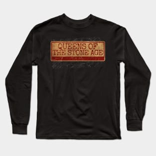 Aliska, text red gold retro Queens of the Stone Age red Long Sleeve T-Shirt